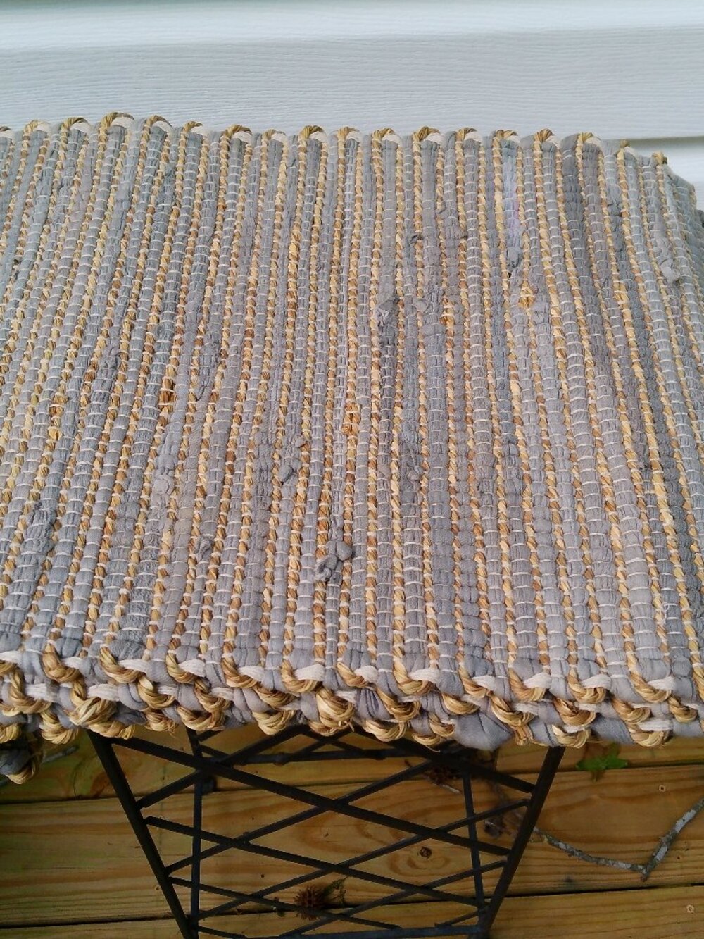 Fringed  Grey Rustic Cotton Jute PLACE MATS 8 PC USED GOOD CONDITION